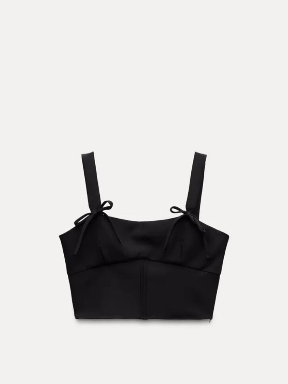 Zara Black Sleeveless Cami Corset Crop Tank Top With Bows